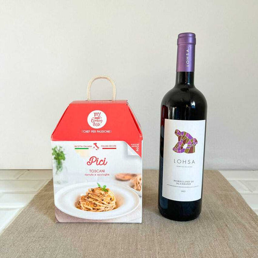 Cena toscana con ricetta pici originale tartufo e morellino di scansano