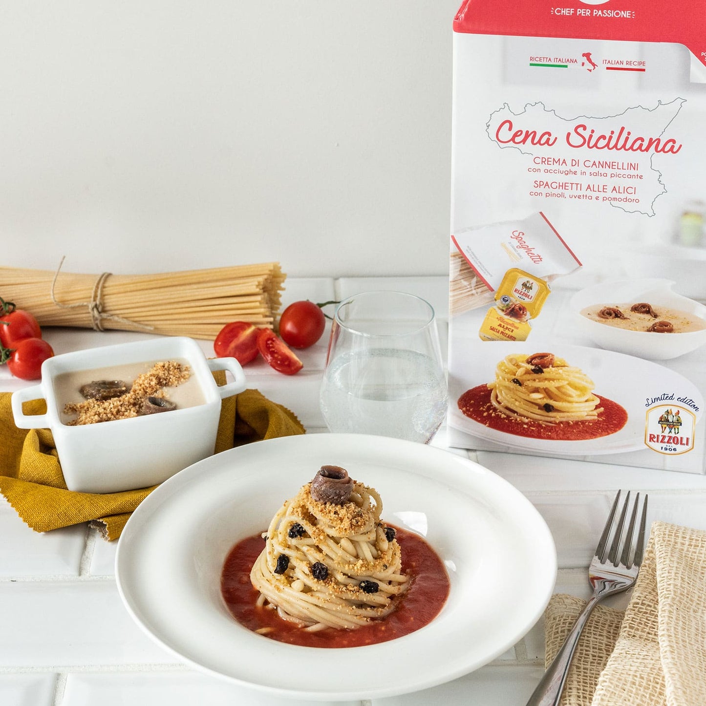 La cena siciliana: crema di cannellini e spaghetti alle alici