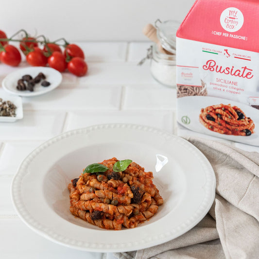 Sicilian Busiate pasta with cherry tomato sauce