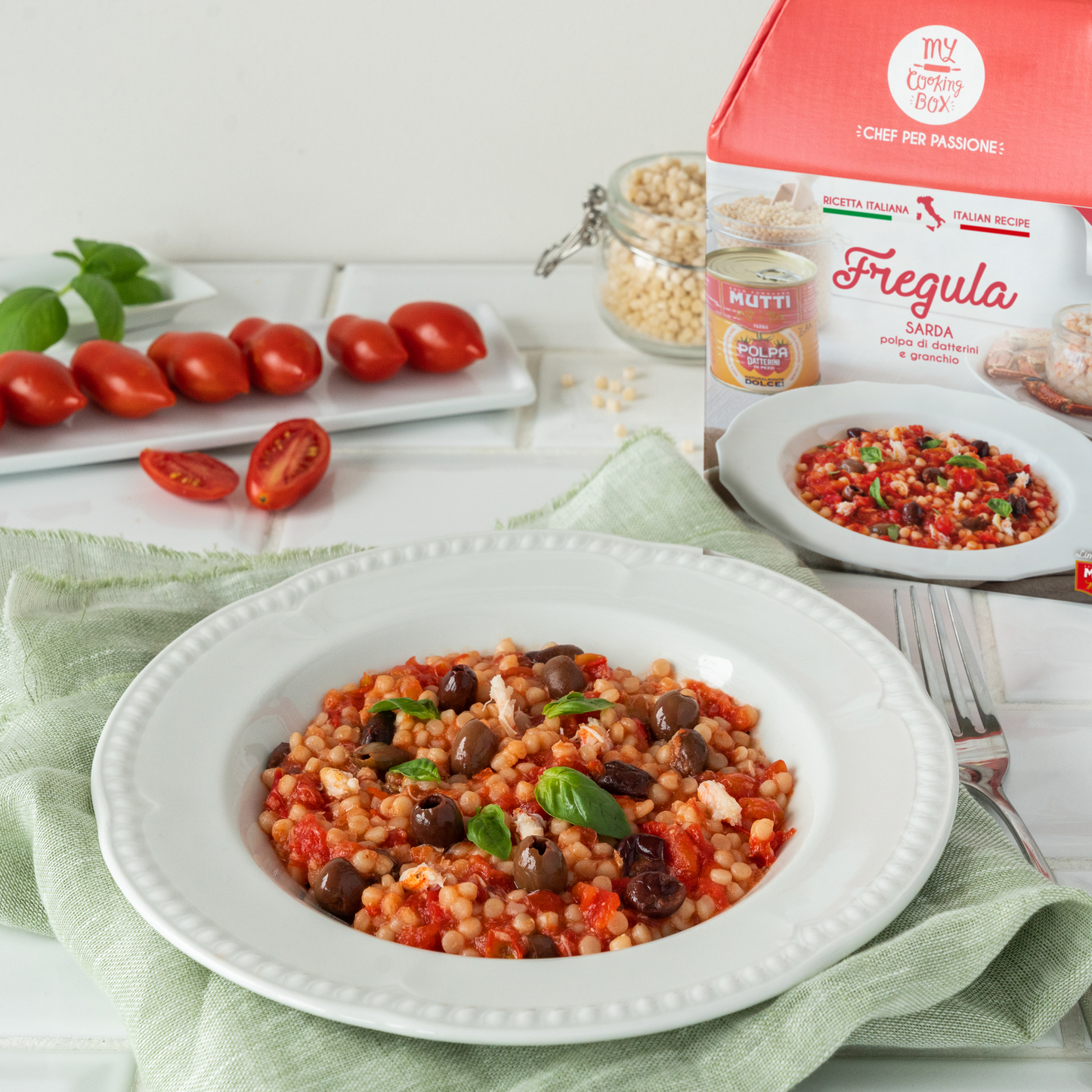 Fregula sarda con polpa di datterini e granchio