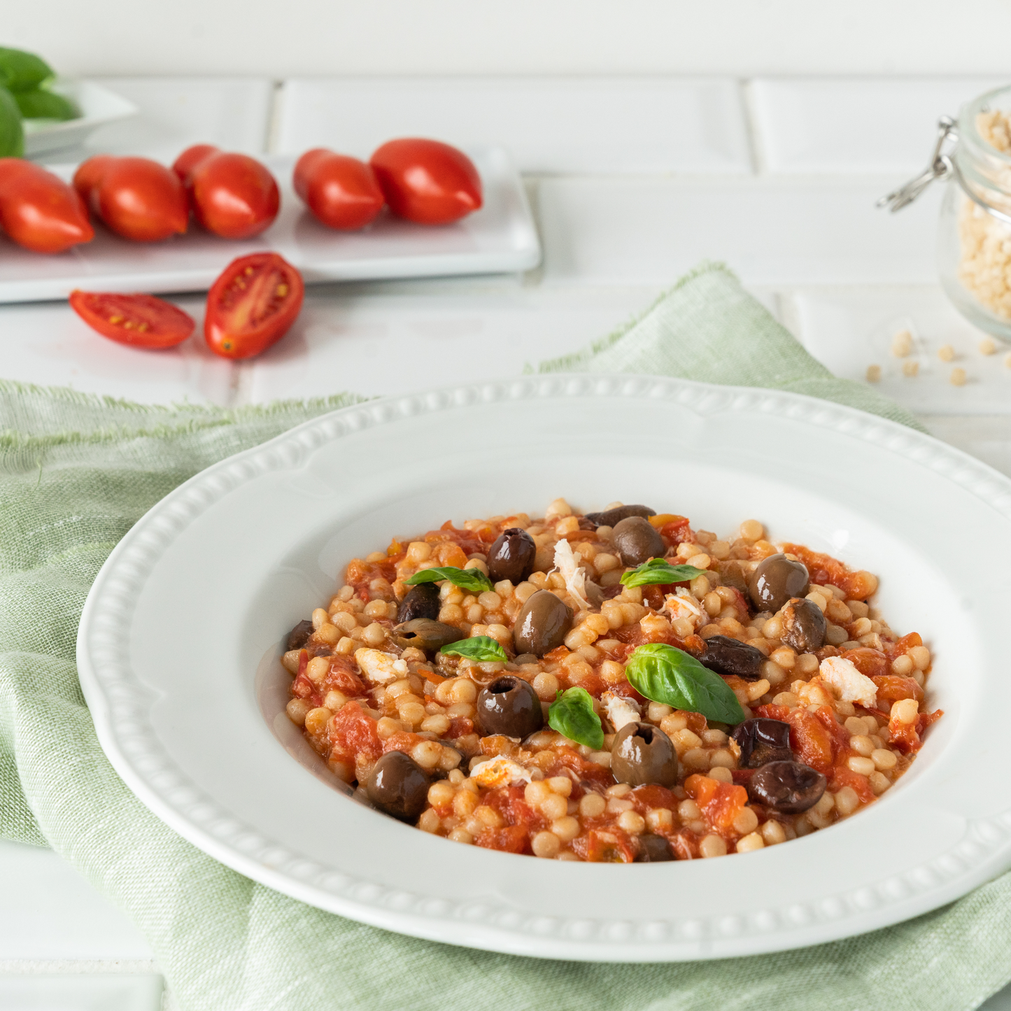 Fregula sarda con polpa di datterini e granchio